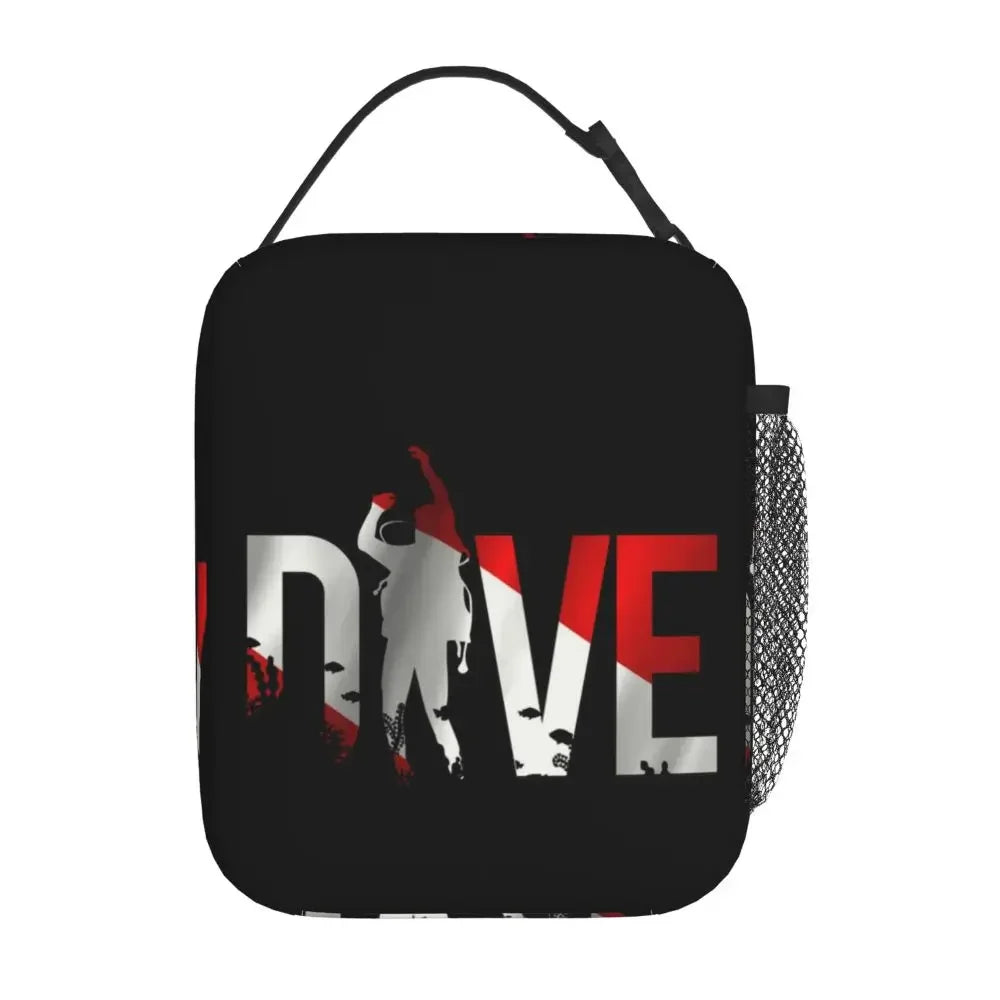 Scuba Diver Flag Resuable Lunch Box for Women Multifunction Dive Diving Thermal Cooler Food Insulated Lunch Bag Office Work