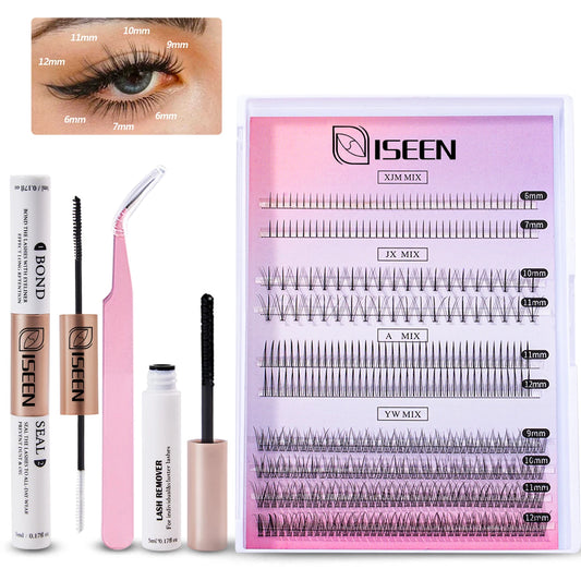 364pcs Diy Lash Extension Kit Individual Lashes Kit Cluster Lashes with Lash Bond and Seal Lash Glue Remover and Lash Applicator