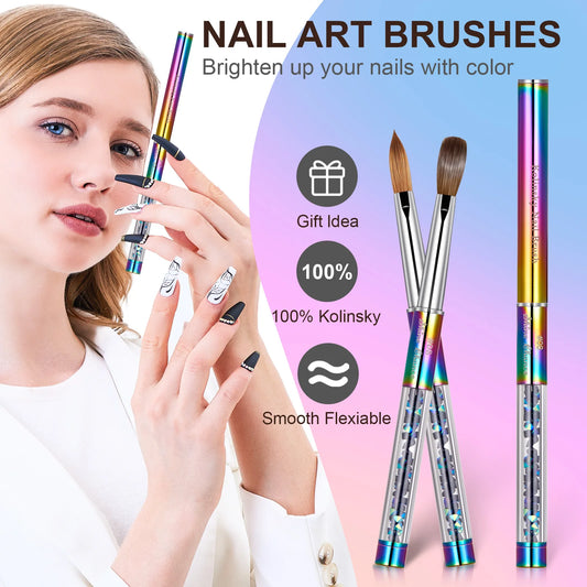 100% Kolinsky Sable Nail Acrylic Brush UV Gel Carving Pen Brush Liquid Powder Nail Drawing Nail Brush Acrylic Powder