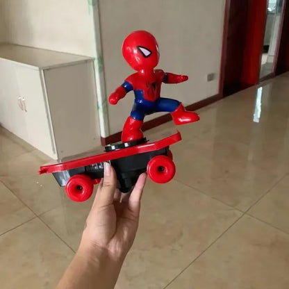 Hot The Avengers Spiderman Automatic Flip Rotation Skateboard Acousto-Optic Car Electric Music Stunt Scooters Toys Birthday Gift