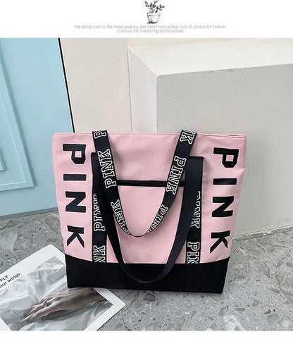 Literary Nylon Tote Bag For Women Large Capacity Shoulder Bag Fashion Letter Strap Handbags Large Capacity Tote Bag