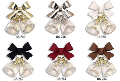 5PCS Luxury Nail Charms Bow Crystal Christmas Bell Pendant Metal Nail Art Decoration Jewelry Accessories Manicure Decor Supplies