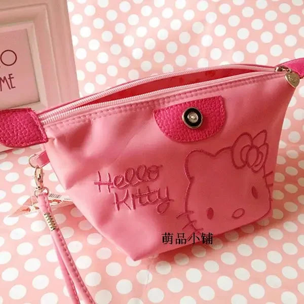 28X11cm Sanrio Hello Kitty Makeup Bag Anime Y2K Girls Storage Bag Cartoon Kawaii Large Capacity Waterproof PU Handbag Gift