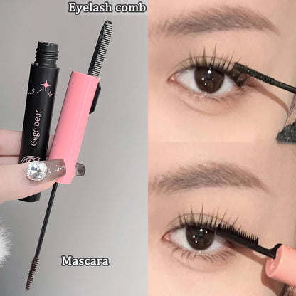 2 In 1 Ultra-fine Mascara Curl Thick Lengthening Mascara With Eyelash Comb Waterproof Non-smudge Curling Fine Brush Mascara