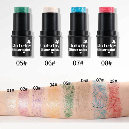 Green Sequins Glitter Gel Stick Multi-purpose Nail Hair Face Body Glitter Balm Flash Loose Sequins Cream Festival Stage Makeup