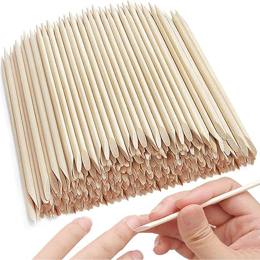 100/50pcs Nail Art Pusher Orange Wood Sticks Cuticle Pusher Remover Rhinestones Dotting Removal Manicure Pedicure Care Tools