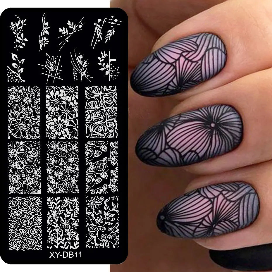 Lace Flower Nail Art Stamping Plate Wedding Bohemian Style Polish Printing Template Plate Floral Nail Art Stencils Manicure Tool