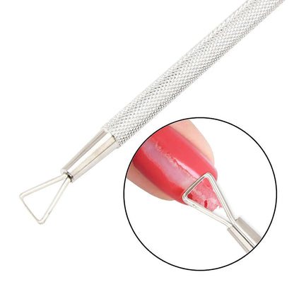 Nail Art Polish UV Gel Remover Stick Rod, Stainless Steel, Triangle, Dead Skin, Cuticle Pusher, Cleaner, Grinding Manicure Tools