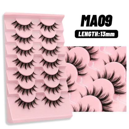 GROINNEYA 5/7 pairs Eyelashes  Manga Lashes  Natural False Lashes Fluffy Soft Cross  Fairy Little Devil Lashes Extension Makeup