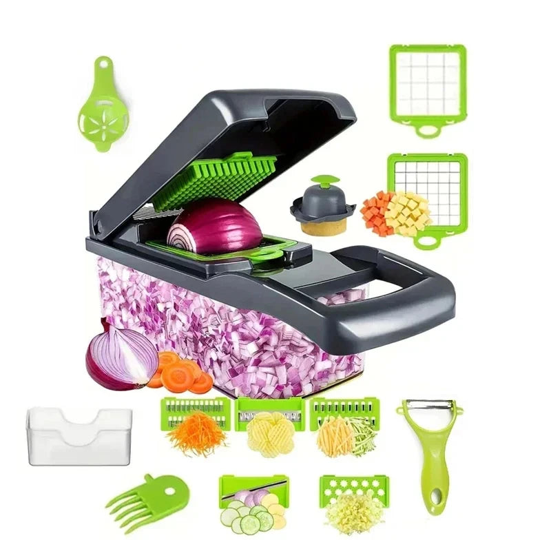 Multifunctional Vegetable Chopper Slicer Cutter Shredders Slicer With Basket Handle Food Grate Food Onion Chopper 14/16 in 1