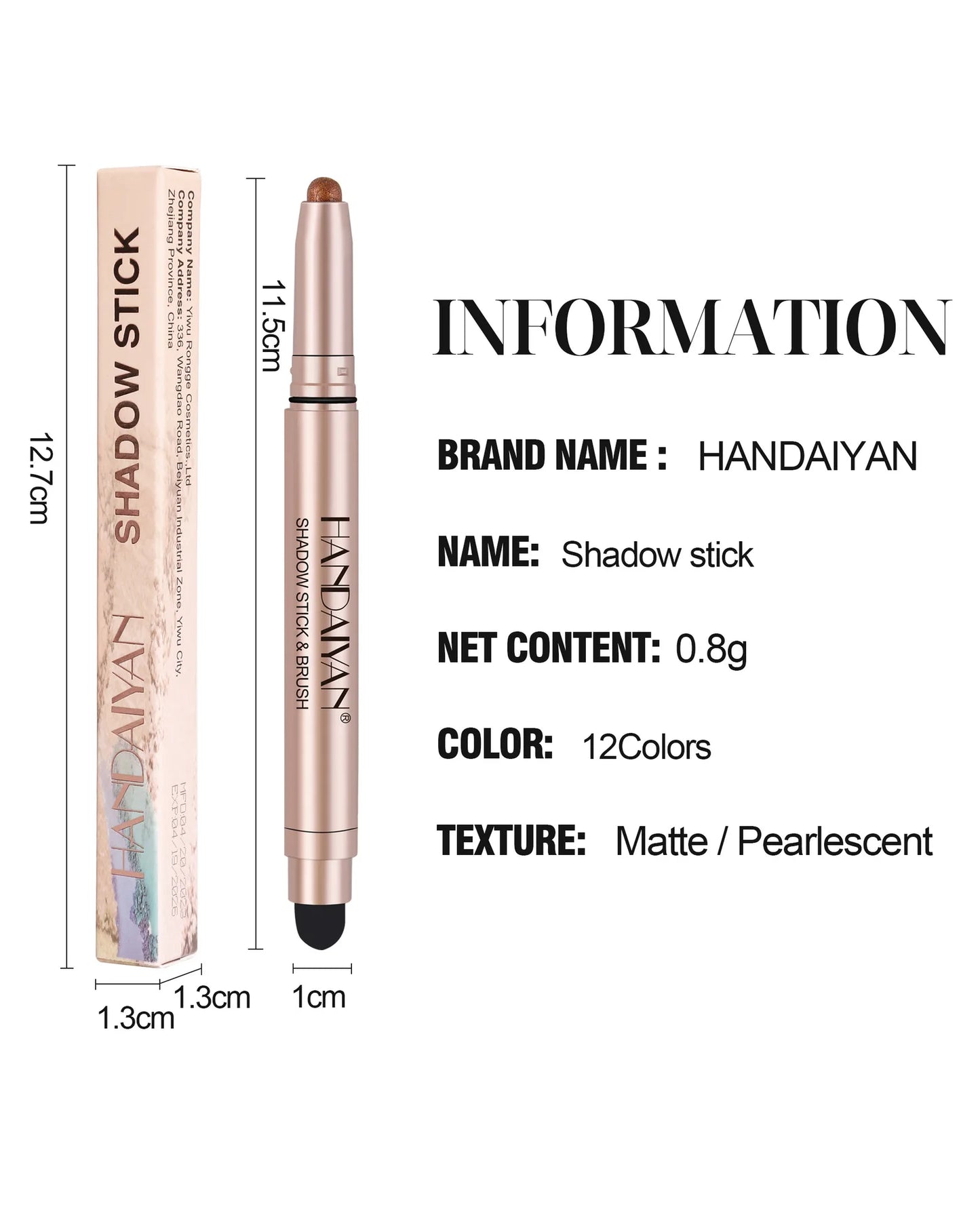 Metallic Double-head Eyeshadow Stick Diamond Shimmer Highlighter Pencil Ultra Pigmented Long Lasting Cream Eye Shadow Sponge Pen