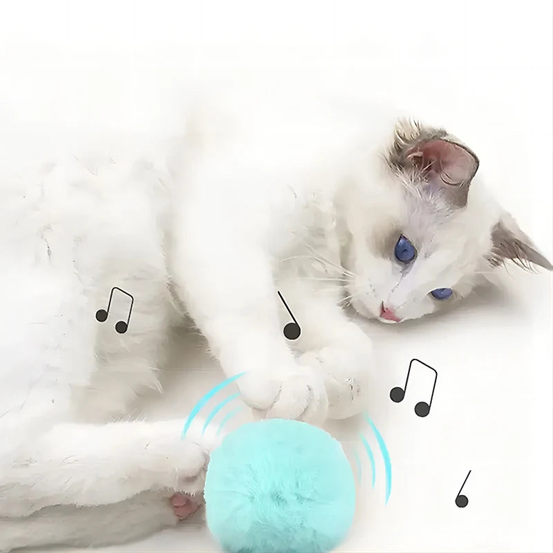 Cat Toys Interactive Ball Smart  Plush Electric Catnip Training Toy Kitten Touch Sounding Pet Product Squeak Toy Ball