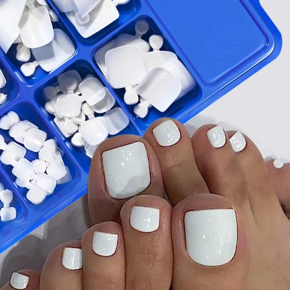 False Toenail Tips Full Cover White Artificial Fake Toenail Acrylic Foot Nail Art Tip Press on Toe Extension