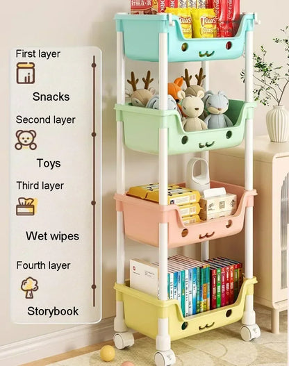 Toy Storage Trolley Bookshelf Snack Rack For Children Storage Organizer Bathroom Accessories Closet Organizer Kitchen Storage