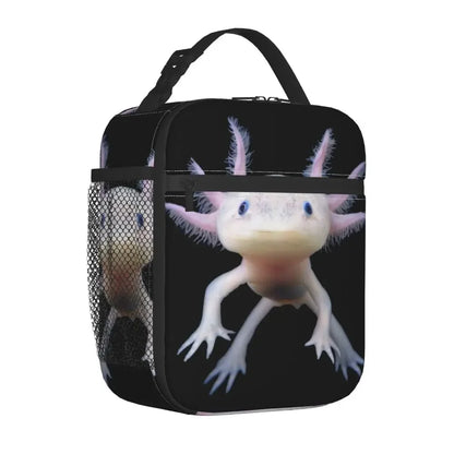 Axolotl In Pocket Insulated Lunch Bags for Women Amphibian Exotic Animal Resuable Thermal Cooler Bento Box Kids School Children