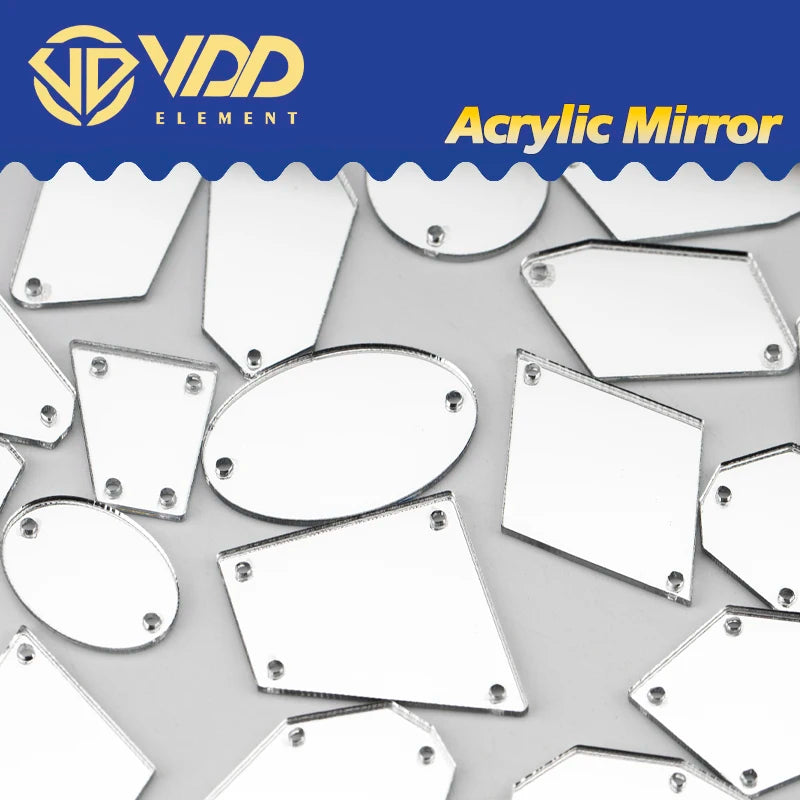 VDD 60/200Pcs Mix Size White Acrylic Mirror Sewing Rhinestones Sew On DIY Crafts Flat Back Sewing Stones For Garment Decorations