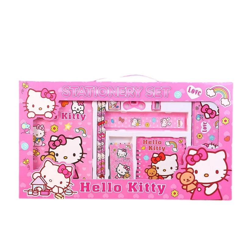 14PCS Sanrio Hello Kitty Stationery Set Cartoon Pattern Student Stationery Gift Box Super Stationery Gift Pack Children’s Gift