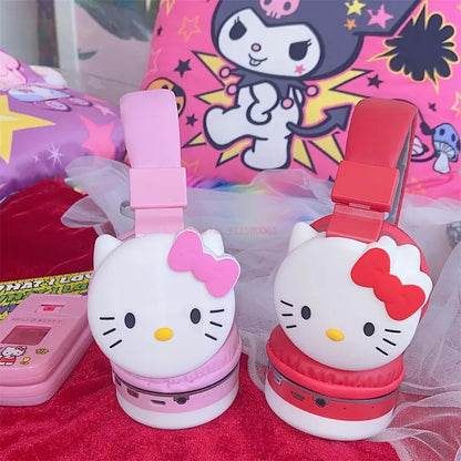 Hello Kitty Cute Bluetooth Headphone Wireless Headsets Anime Cartoon Stereo Headset Earphone With Mic Fashion Hottie Y2k Gifts