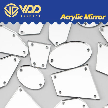 VDD 60/200Pcs Mix Size White Acrylic Mirror Sewing Rhinestones Sew On DIY Crafts Flat Back Sewing Stones For Garment Decorations