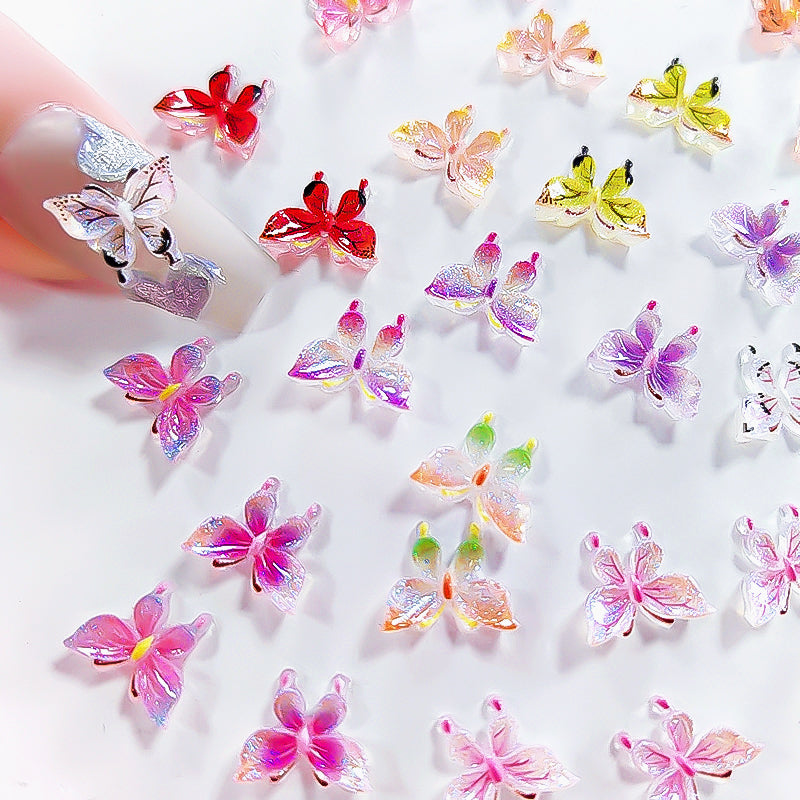 30Pcs Luminous Butterfly Nail Charms Glow In The Dark Parts 5D Nail Art Manicure Accessories Nail Decoration Supplies