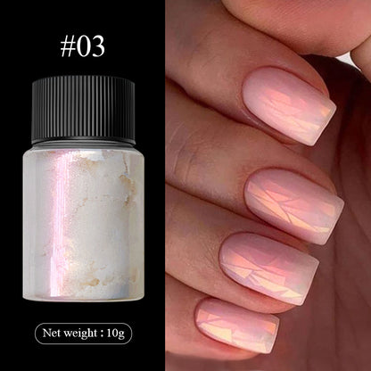 10g/Bottle Pearl Nail Powder  Nail Glitter Aurora Pigment Powder For  Chrome Manicure Nail Decoration