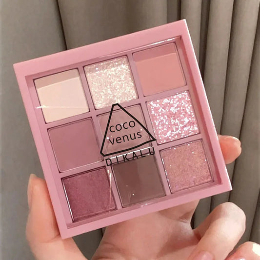 New Smoke Rose 9 Colors Eyeshadow Palette Pearlescent Matte Earth Color Eye Shadow Makeup Palette Waterproof Korean Makeup