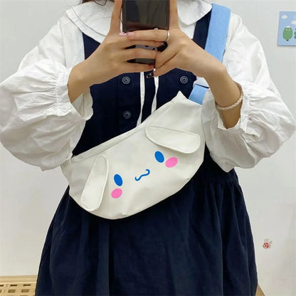 Kawaii Sanrio Shoulder Bag Kuromi My Melody Casual Simple Sling Storage Crossbody Cinnamoroll Chest Bag Women Student Girl Gifts