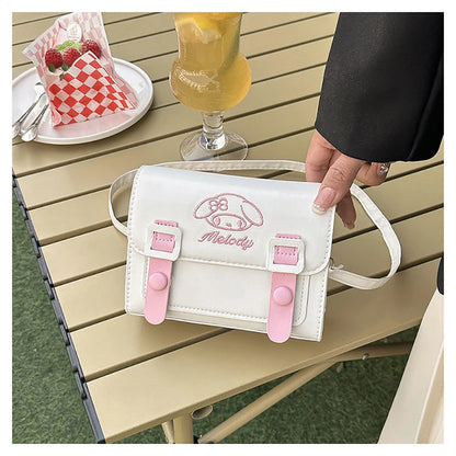 Sanrio Pu Square Bag Anime Shoulder Bags Kawaii Messenger Tote Cute Cartoon Backpacks My melody Cinnamorol Kuromi Fashion Bags