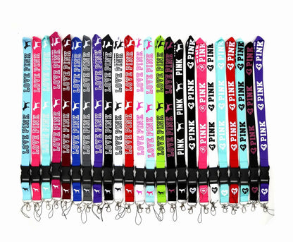 LOVE PINK Cellphone lanyard Straps Clothing Keys Chain ID cards Holder Detachable Buckle  Lanyards H005