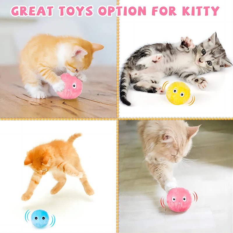 Cat Toys Interactive Ball Smart  Plush Electric Catnip Training Toy Kitten Touch Sounding Pet Product Squeak Toy Ball