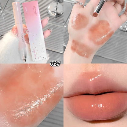 Jelly Solid Lip Gloss Cute Hydrating Mirror Red Brown Lipstick Clear Moisturizing Lips Tint Nature Nude Lip Makeup Cosmetics