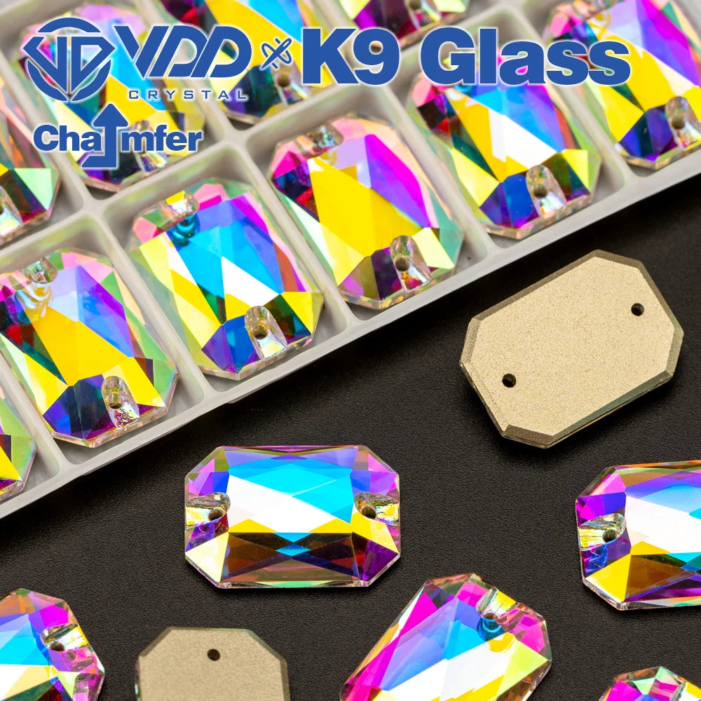 VDD Chamfer AAAAA Top Quality K9 Glass Sew On Rhinestones Sewing Crystal AB Flatback Stone For Clothes Accessories Wedding Dress