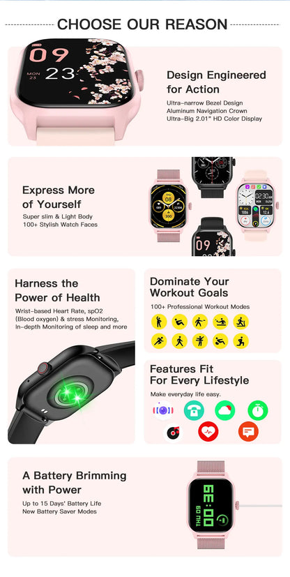 LEMFO LT10 Smart Watch 2024 Android Gift Bluetooth Call Smartwatch 2024 Touch Dial Music Fitness Tracker Sports Watches