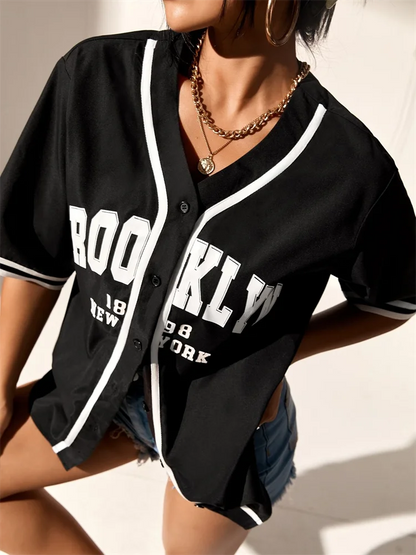 Boston 92 New York Baseball Tshirt Women Fashion Trend Button Streetwear Sport Top Men Casual Training Tee Baseball Jersey