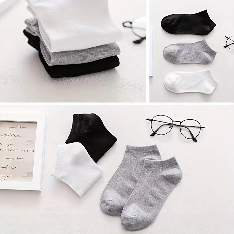 10/20/30/40/60 Pairs Of Unisex Solid Color Socks Comfy Breathable Soft Sweat Absorbent Socks For Daily And Outdoor Wearing