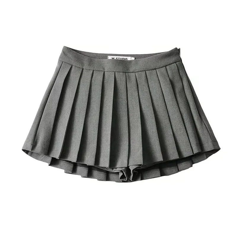 Zoki Sexy Women Pleated Skirts High Waist Summer Vintage Mini Skirts Korean Tennis Student White Designed Dance Skirt