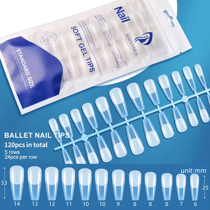 120pcs/Bag Press on Nails Coffin Nail Tips clear Full Cover Fake Nail Artificial Half-matte Press on Long Ballerina False Tips