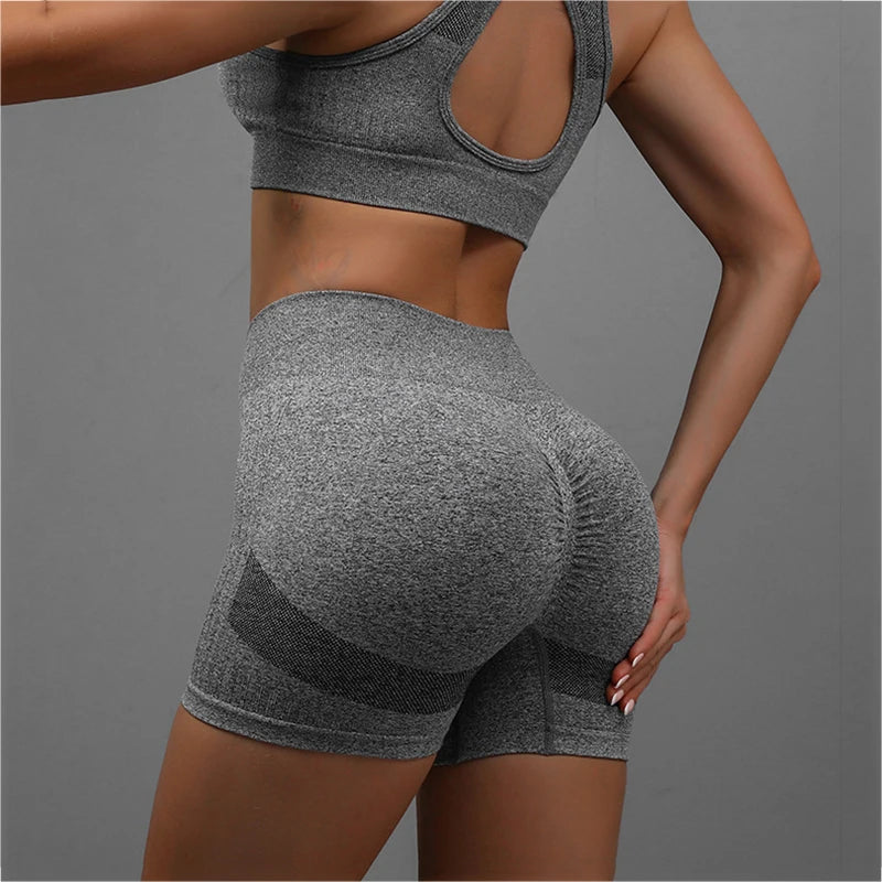 Peach Buttocks Fitness Leggings Women'S Gym Sports Tight Running Shorts Hip Three-Point Pants High Waist Seamless Yoga Shorts