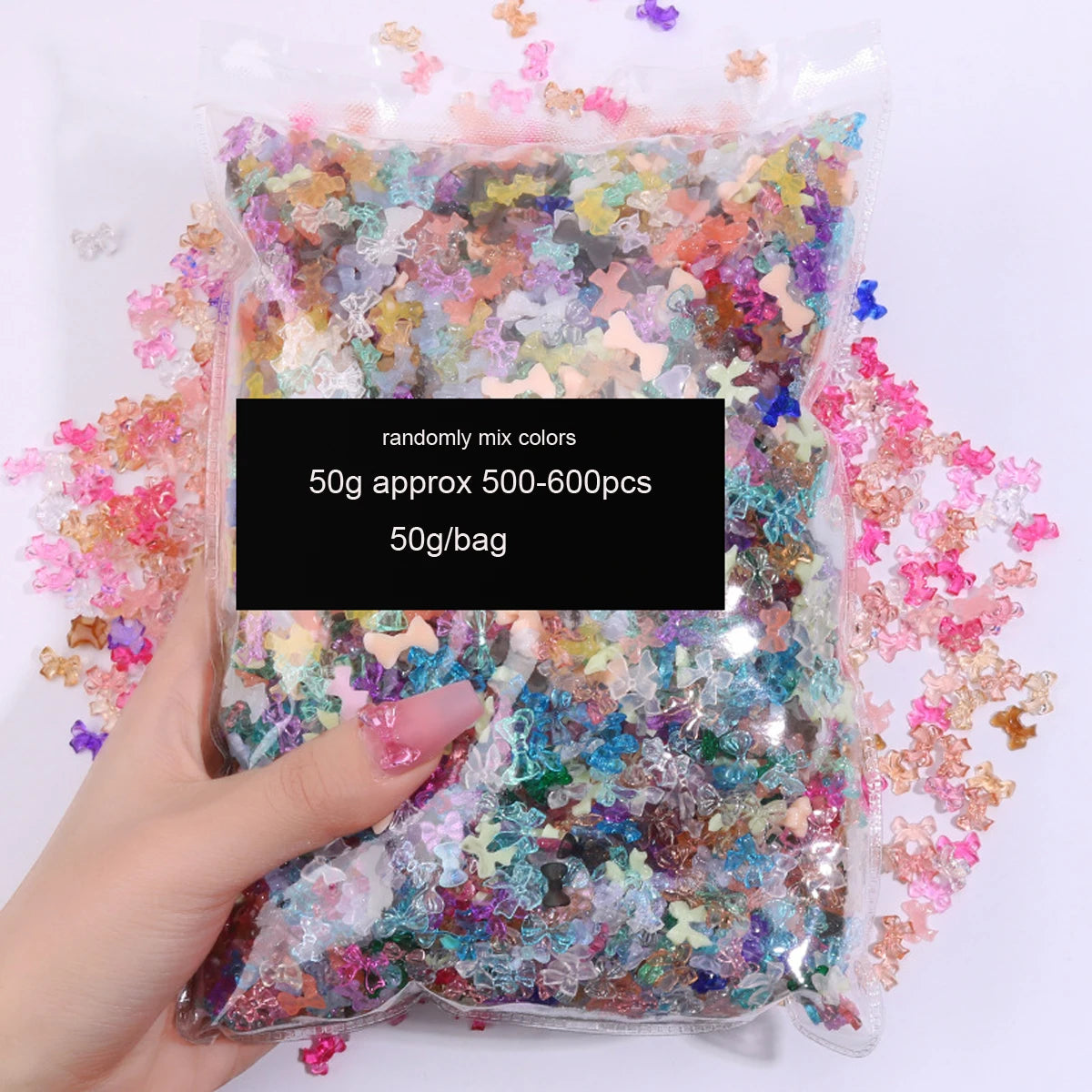 500-600pcs Bow Flower Nail Art Resin Decorations Mix Shapes Nail Charms Press on Manicure Supplies Jewelry Kawaii Accessories *&