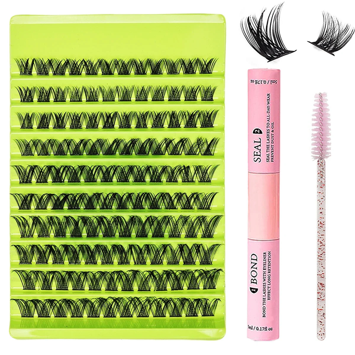 120 false eyelash set, including eyelash clusters, eye makeup tools, eyelash adhesives and sealants, and brushes