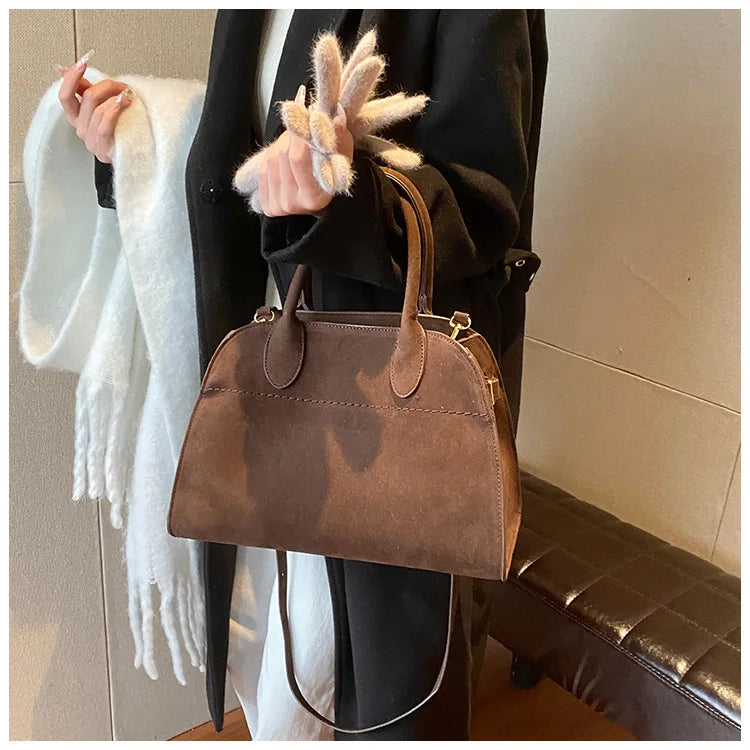 Ladies' Top-handle Bag High-end Feel Niche Design Large Capacity Vintage Commute Handbag For Autumn/winter Season