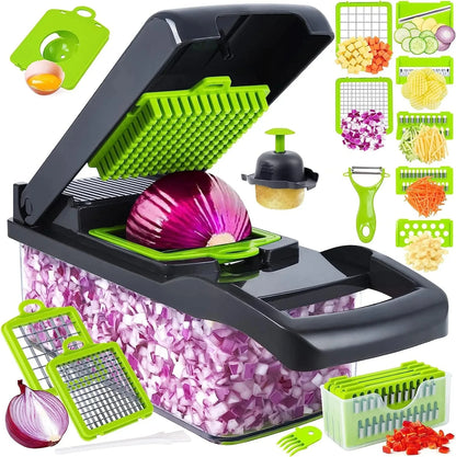 Multifunctional Vegetable Chopper Slicer Cutter Shredders Slicer With Basket Handle Food Grate Food Onion Chopper 14/16 in 1