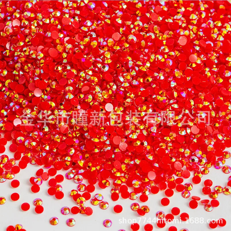 Factory Direct Sales Flats Bottom Resin Diamond Nail Art Diamond Colorful DIY Jelly AB 14 Faceted Fujisaki Diamond Mobile Pho...