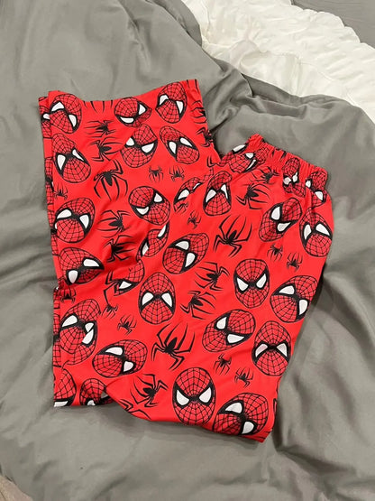 Miniso Spiderman Hello Kitty Cartoon Women's Pajama Long Pants Spring/Summer Edition Home Leisure Couple Pants Sleep Pants