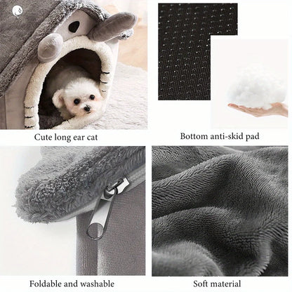 Foldable Pet House Removable Washable Cat House Puppy Cave Sofa Pet Bed House for Extra Small Dogs and Small and Medium Cats