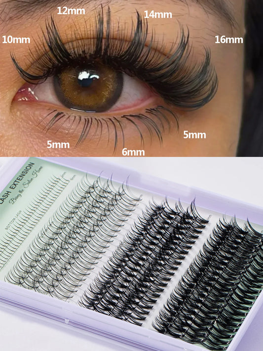 320pcs Lash Clusters Individual Cluster Lash Extensions DIY Multi-type Mixed Wispy Faux Mink Eyelash Tray Bottom