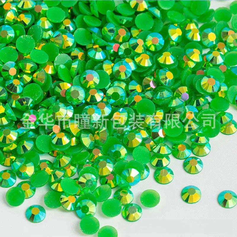 Factory Direct Sales Flats Bottom Resin Diamond Nail Art Diamond Colorful DIY Jelly AB 14 Faceted Fujisaki Diamond Mobile Pho...