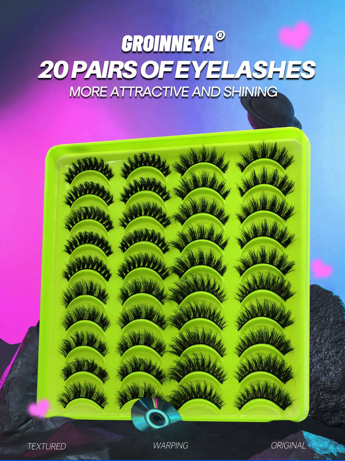 GROINNEYA lashes 3D Faux Mink Lashes Natural False Eyelashes Dramatic Fluffy Soft Volume Lashes Eyelash Extension Makeup