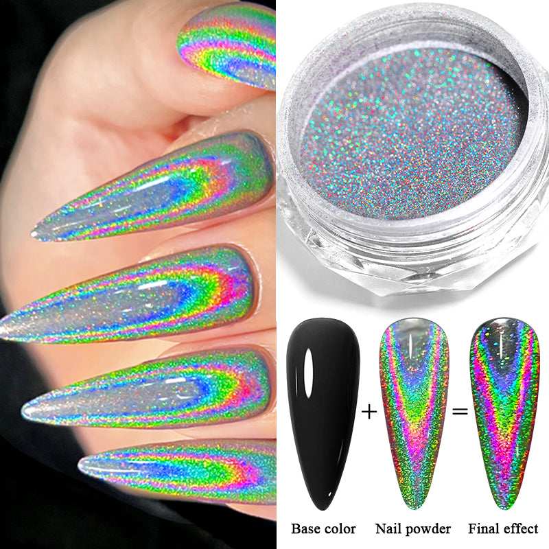 1Box Universal Clear Laser Nail Glitter Powder Clear Chrome Chameleon Pigment Shiny Glitter Dust Nail Decoratio