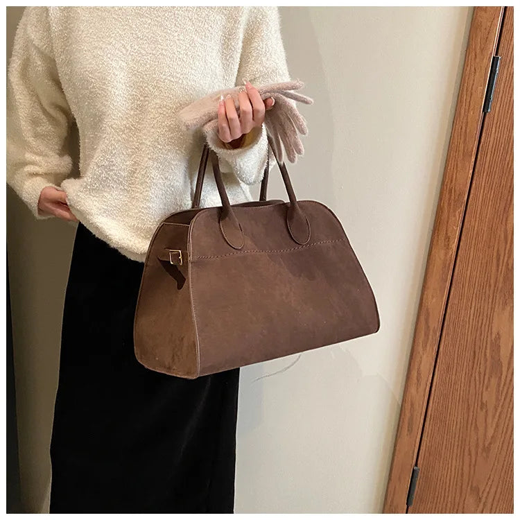 Ladies' Top-handle Bag High-end Feel Niche Design Large Capacity Vintage Commute Handbag For Autumn/winter Season